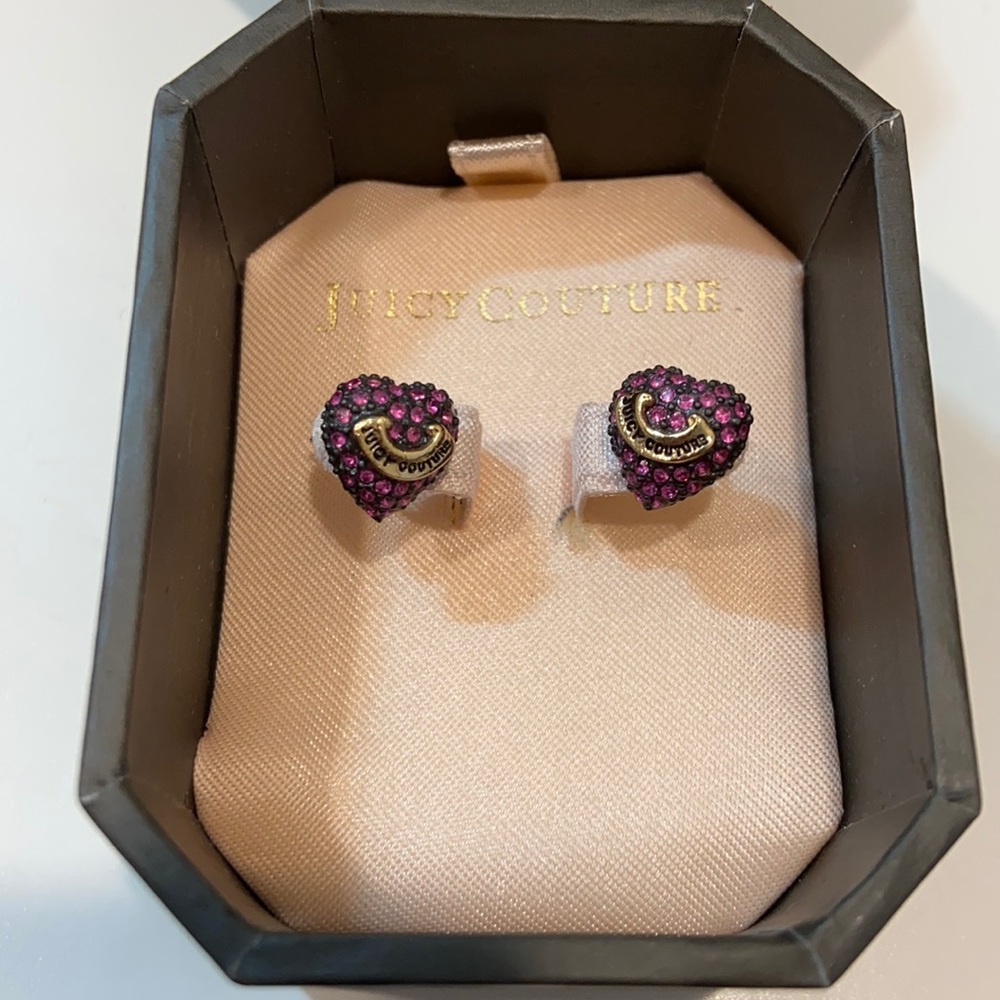 Juicy Couture hot pink paved heart studs